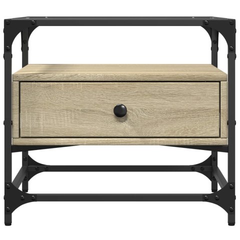 STOLIK KAWOWY ZE SZKLANYM BLATEM DĄB SONOMA 50X50X45CM