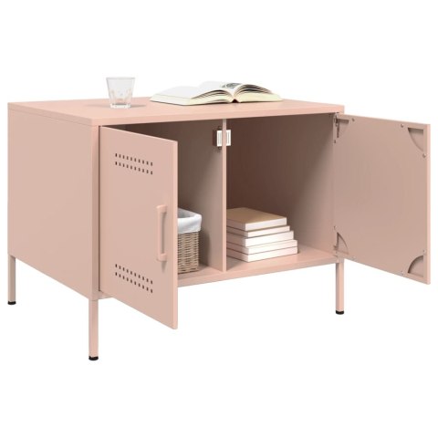 STOLIK KAWOWY RÓŻOWY 68X50X50,5CM STAL WALCOWANA NA ZIMNO
