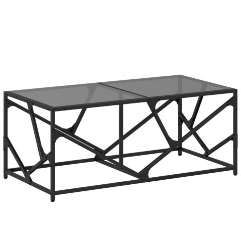 STOLIK KAWOWY Z CZARNYM SZKLANYM BLATEM 98,5X50X41CM STAL