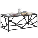 STOLIK KAWOWY Z CZARNYM SZKLANYM BLATEM 98,5X50X41CM STAL