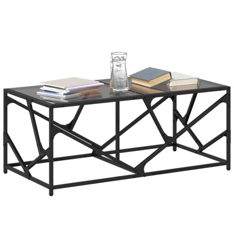 STOLIK KAWOWY Z CZARNYM SZKLANYM BLATEM 98,5X50X41CM STAL