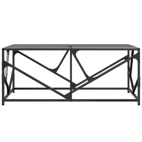 STOLIK KAWOWY Z CZARNYM SZKLANYM BLATEM 98,5X50X41CM STAL