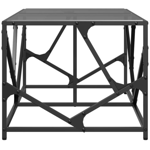 STOLIK KAWOWY Z CZARNYM SZKLANYM BLATEM 98,5X50X41CM STAL