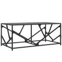 STOLIK KAWOWY Z CZARNYM SZKLANYM BLATEM 98,5X50X41CM STAL