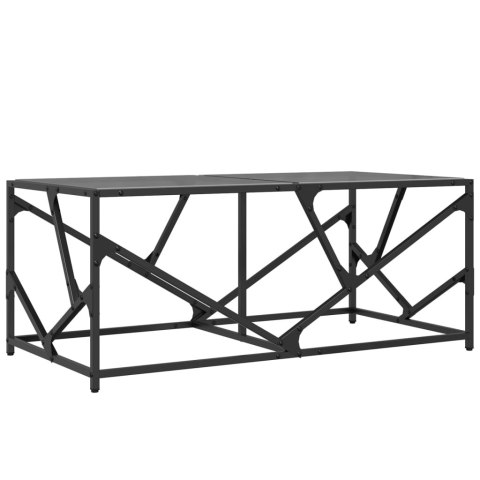 STOLIK KAWOWY Z CZARNYM SZKLANYM BLATEM 98,5X50X41CM STAL