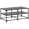 STOLIK KAWOWY Z CZARNYM SZKLANYM BLATEM 98,5X50X45CM STAL