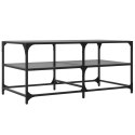 STOLIK KAWOWY Z CZARNYM SZKLANYM BLATEM 98,5X50X45CM STAL