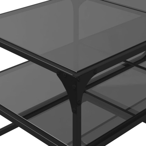 STOLIK KAWOWY Z CZARNYM SZKLANYM BLATEM 98,5X50X45CM STAL
