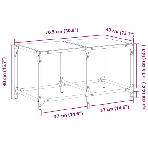 STOLIK KAWOWY ZE SZKLANYM BLATEM 78,5X40X40CM STAL