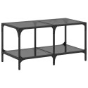 STOLIK KAWOWY Z CZARNYM SZKLANYM BLATEM 78,5X40X40CM STAL