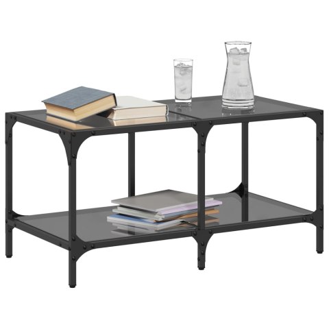 STOLIK KAWOWY Z CZARNYM SZKLANYM BLATEM 78,5X40X40CM STAL