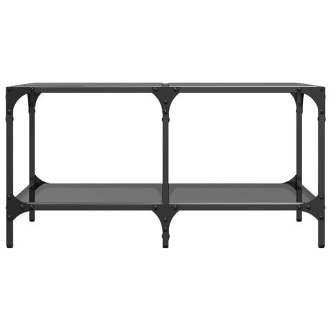 STOLIK KAWOWY Z CZARNYM SZKLANYM BLATEM 78,5X40X40CM STAL