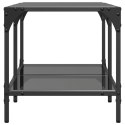STOLIK KAWOWY Z CZARNYM SZKLANYM BLATEM 78,5X40X40CM STAL