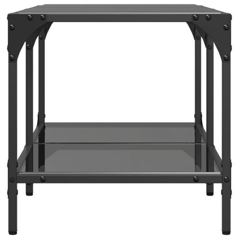 STOLIK KAWOWY Z CZARNYM SZKLANYM BLATEM 78,5X40X40CM STAL