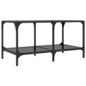 STOLIK KAWOWY Z CZARNYM SZKLANYM BLATEM 78,5X40X40CM STAL