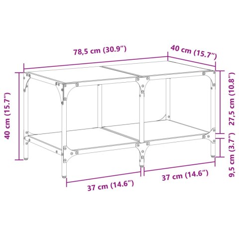 STOLIK KAWOWY Z CZARNYM SZKLANYM BLATEM 78,5X40X40CM STAL
