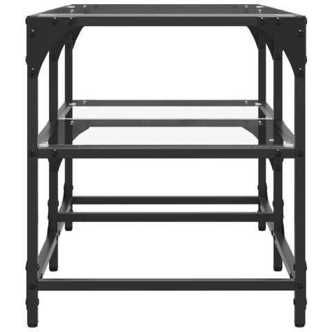 STOLIK KAWOWY ZE SZKLANYM BLATEM 78,5X40X45CM STAL