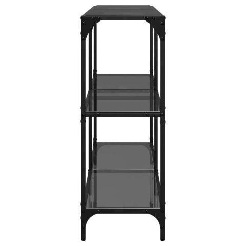STOLIK KONSOLOWY Z CZARNYM SZKLANYM BLATEM 118,5X30X81CM