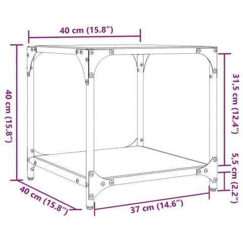 STOLIKI KAWOWE ZE SZKLANYM BLATEM 2 SZT. 40X40X40CM STAL