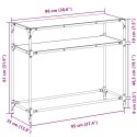 STOLIK KAWOWY Z CZARNYM SZKLANYM BLATEM 98X35X81CM STAL