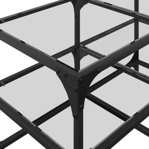 STOLIK KAWOWY ZE SZKLANYM BLATEM 78,5X40X45CM STAL