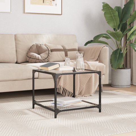 STOLIK KAWOWY ZE SZKLANYM BLATEM 50X50X40CM STAL