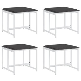 STOŁKI OGRODOWE Z PODUSZKAMI 4 SZT. BIAŁE STAL I TEXTILENE