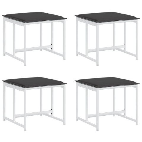 STOŁKI OGRODOWE Z PODUSZKAMI 4 SZT. BIAŁE STAL I TEXTILENE