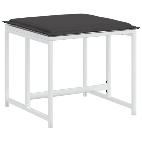 STOŁKI OGRODOWE Z PODUSZKAMI 4 SZT. BIAŁE STAL I TEXTILENE