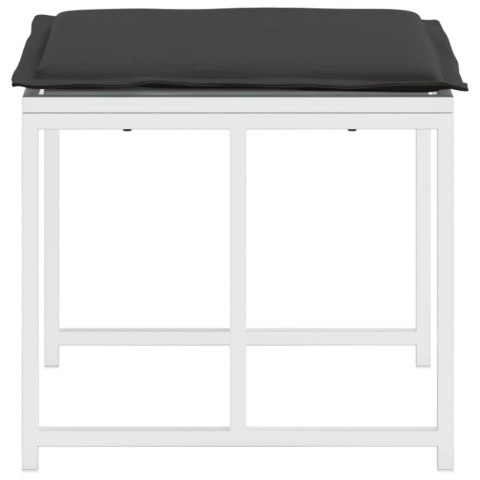 STOŁKI OGRODOWE Z PODUSZKAMI 4 SZT. BIAŁE STAL I TEXTILENE