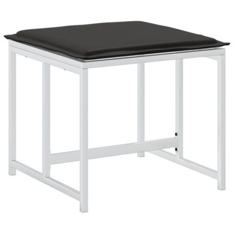 STOŁKI OGRODOWE Z PODUSZKAMI 4 SZT. BIAŁE STAL I TEXTILENE