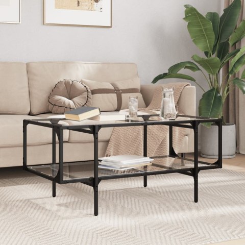 STOLIK KAWOWY ZE SZKLANYM BLATEM 98,5X50X45CM STAL