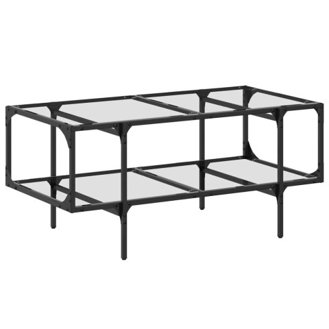 STOLIK KAWOWY ZE SZKLANYM BLATEM 98,5X50X45CM STAL