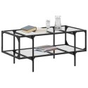 STOLIK KAWOWY ZE SZKLANYM BLATEM 98,5X50X45CM STAL