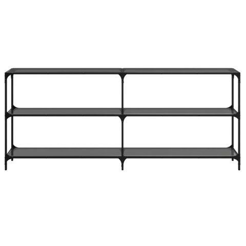 STOLIK KONSOLOWY Z CZARNYM SZKLANYM BLATEM 194,5X30X81CM