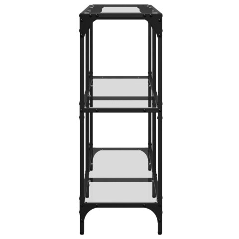 STOLIK KONSOLOWY Z PRZEZROCZYSTYM SZKLANYM BLATEM 98X30X81CM