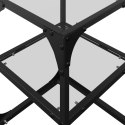 STOLIKI KAWOWE ZE SZKLANYM BLATEM 2 SZT. 30X30X45CM STAL