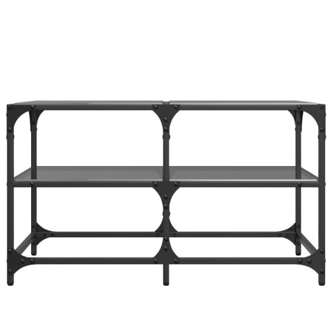 STOLIK KAWOWY Z CZARNYM SZKLANYM BLATEM 78,5X40X45CM STAL