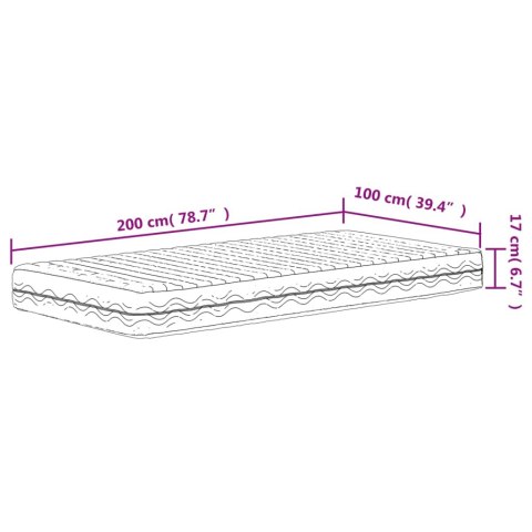 MATERAC PIANKOWY, BIAŁY, 100X200 CM, TWARDOŚĆ H2/H3