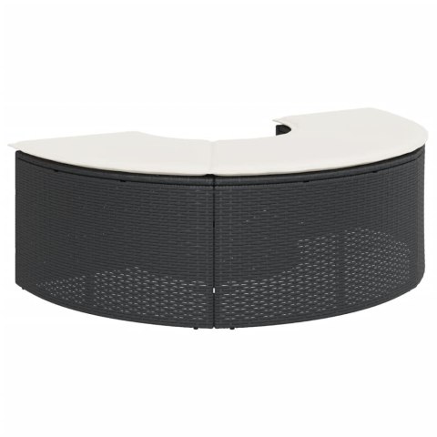 PODNÓŻEK OGRODOWY Z PODUSZKĄ CZARNY POLIRATTAN