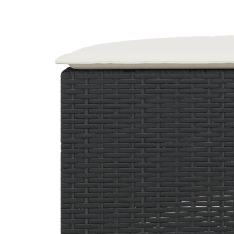 PODNÓŻEK OGRODOWY Z PODUSZKĄ CZARNY POLIRATTAN