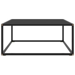 STOLIK KAWOWY CZARNY CZARNE SZKŁO 80X80X35CM