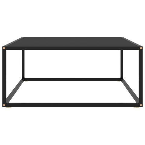 STOLIK KAWOWY CZARNY CZARNE SZKŁO 80X80X35CM