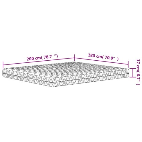 MATERAC PIANKOWY BIAŁY 180X200CM TWARDOŚĆ H2/H3