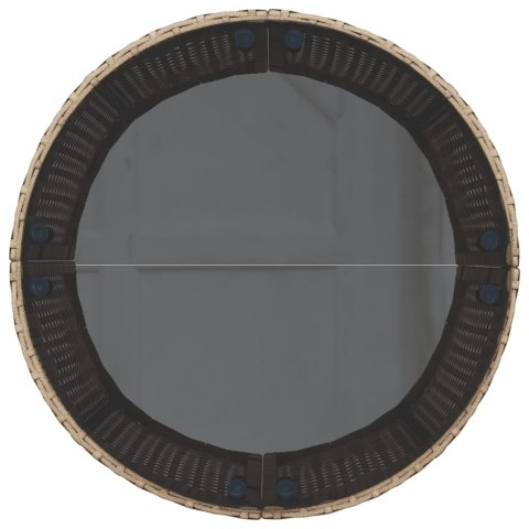 SOFA OGRODOWA STOLIK I PODUSZKI OKRĄGŁA BEŻOWY RATTAN PE