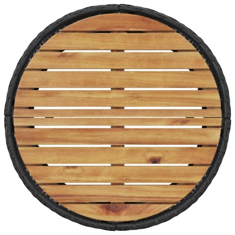 SOFA OGRODOWA STOLIK I PODUSZKI PÓŁOKRĄGŁA CZARNY RATTAN PE