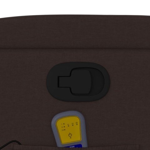 PODNOSZONY FOTEL MASUJĄCY ROZKŁADANY CIEMNOBRĄZOWY TKANINA