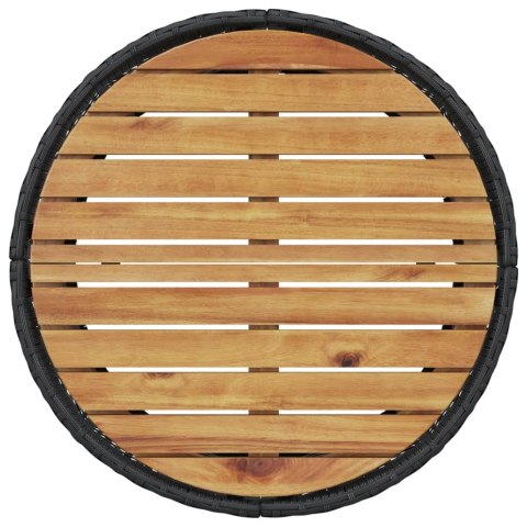 SOFA OGRODOWA STOLIK I PODUSZKI OKRĄGŁA CZARNY RATTAN PE