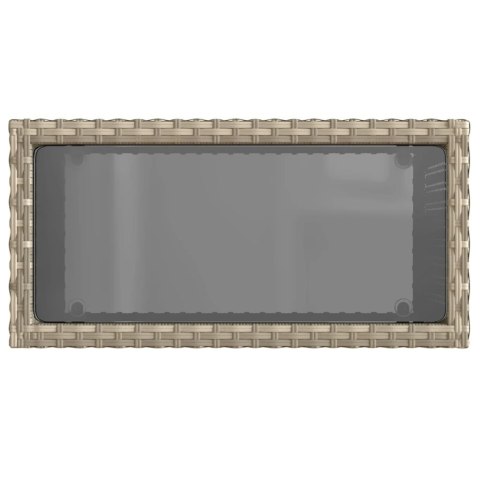 STOLIK OGRODOWY ZE SZKLANYM BLATEM JASNOSZARY 58X27,5X55CM