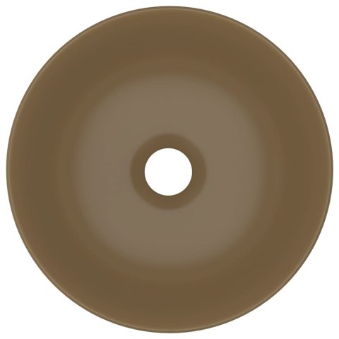 UMYWALKA ŁAZIENKOWA CERAMICZNA MATOWA KREMOWA OKRĄGŁA